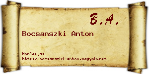 Bocsanszki Anton névjegykártya